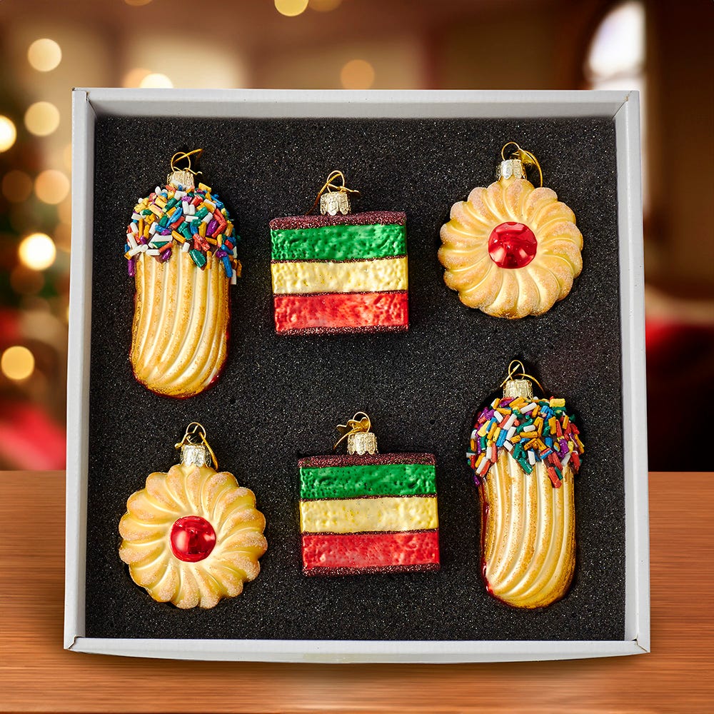 Kurt Adler Noble Gems Cookie Glass Ornament Set, 6-Piece Box Set